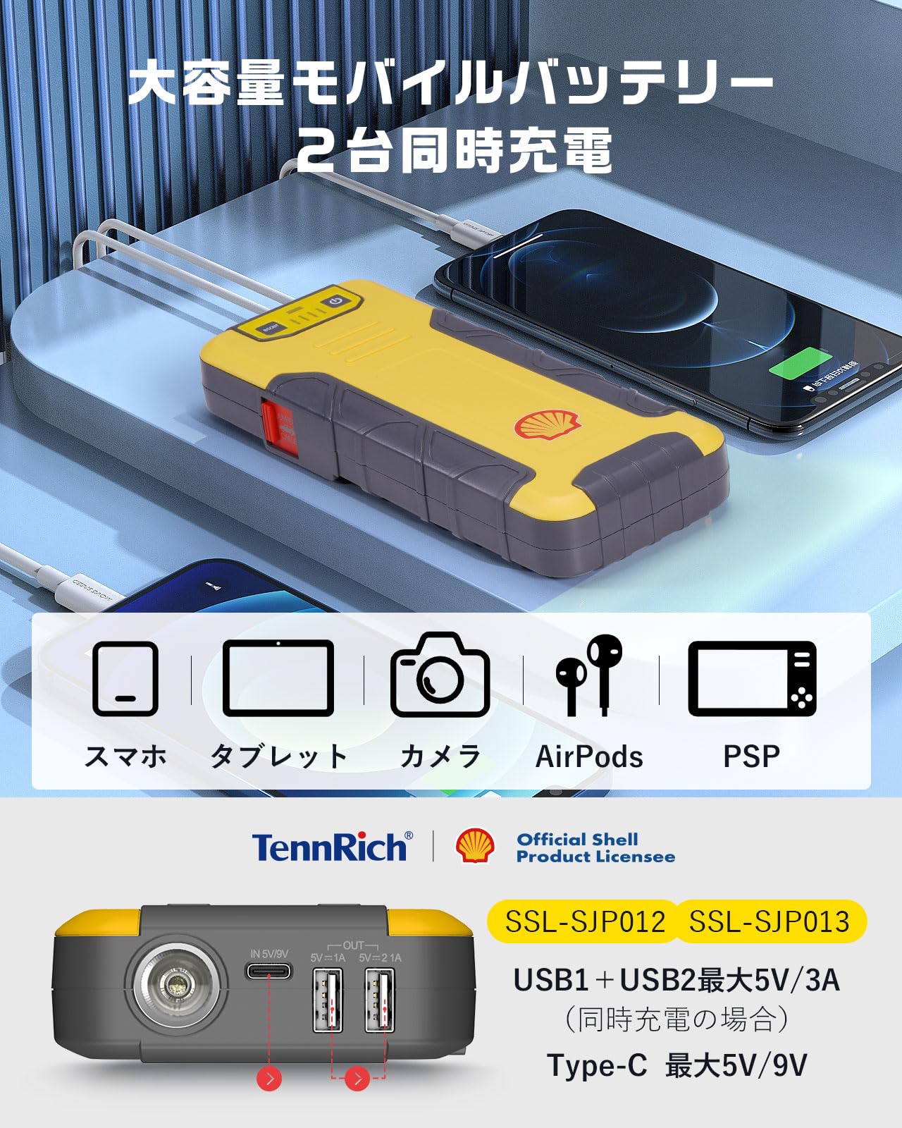 Amazon | Shell シェル ジャンプスターター 16000mAh大容量 ピーク電流